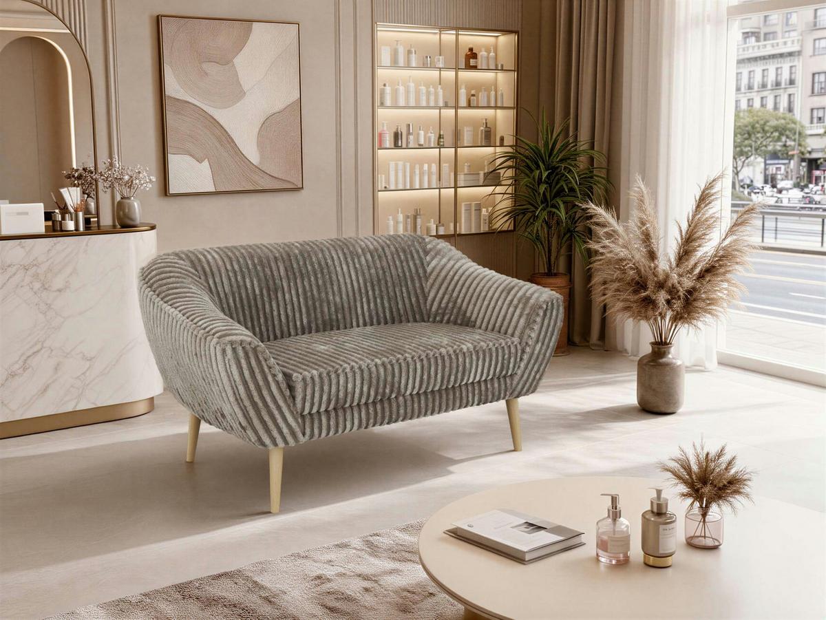 2-SITZER-SOFA PIRS - Hellbraun Cord - Holzbeine - Hellbraun/Buchefarben, Holzwerkstoff/Textil (140/75/74cm) - MKS