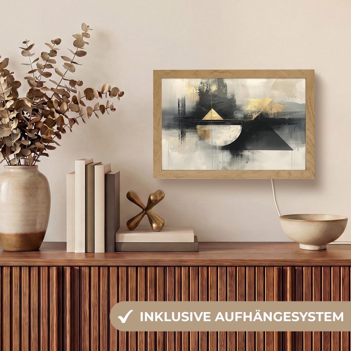 WANDLEUCHTE Abstrakt - Schwarz - Farbe - Modern 30x20 cm - Grau, Holzwerkstoff (30/20/8cm) - OnlyWow