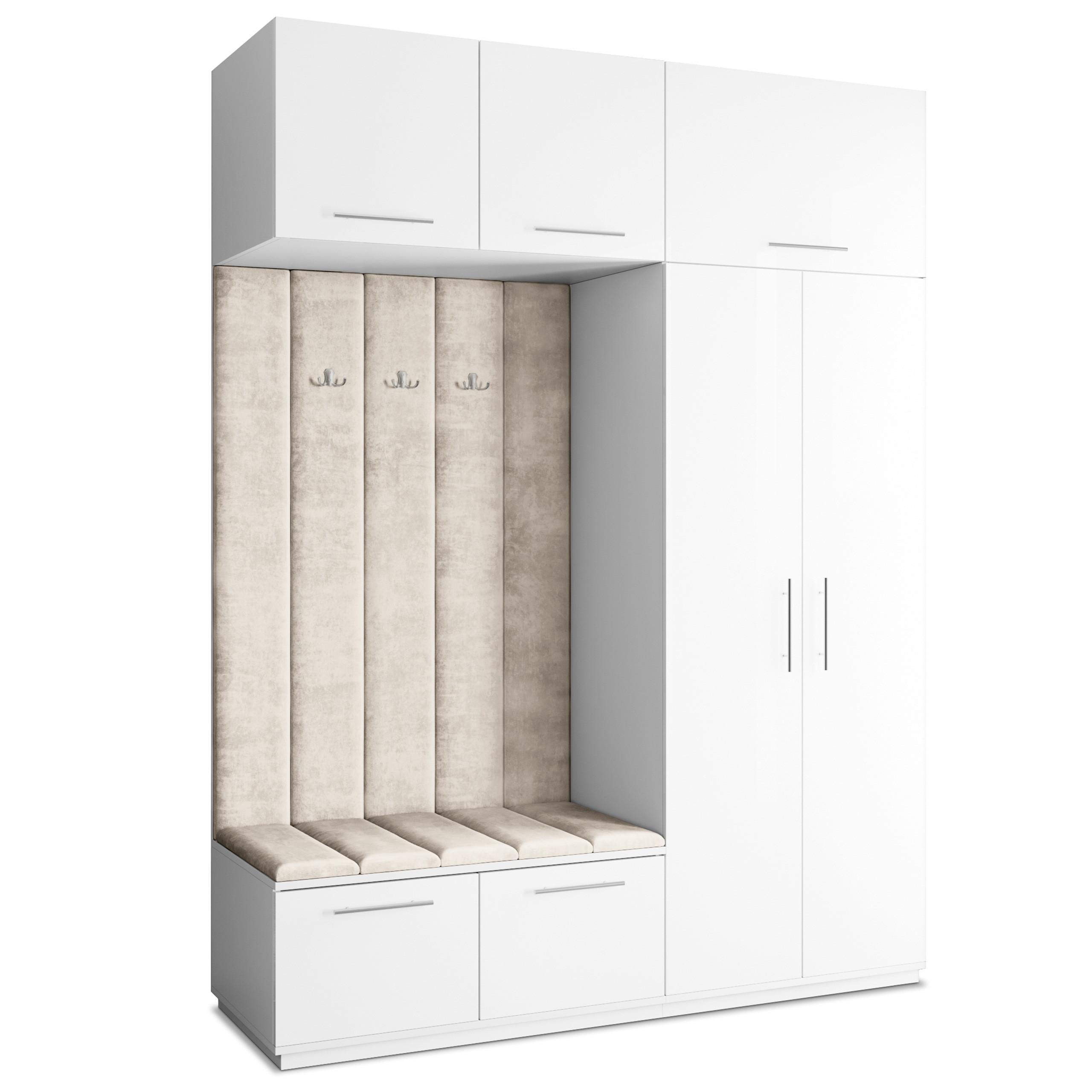 GARDEROBENSCHRANK REMA 180/240/60 cm Modern Weiß - Beige/Weiß, Holzwerkstoff (180/240/60cm) - MASSENO