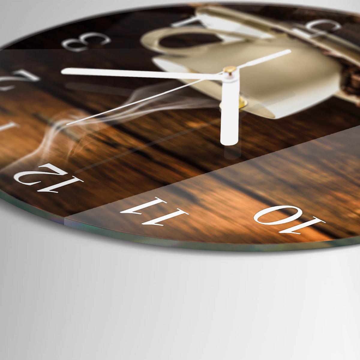 WANDUHR aus Glas Ø30 cm - Kaffee - Braun, Glas (30/30/0.4cm) - TULUP