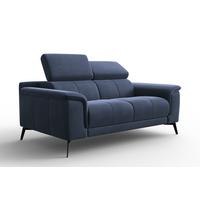 SOFA FIERO 2-Sitzer, Marineblauer Veloursstoff - Blau/Schwarz, Holz/Textil (170/82/103cm) - Courtois Laville