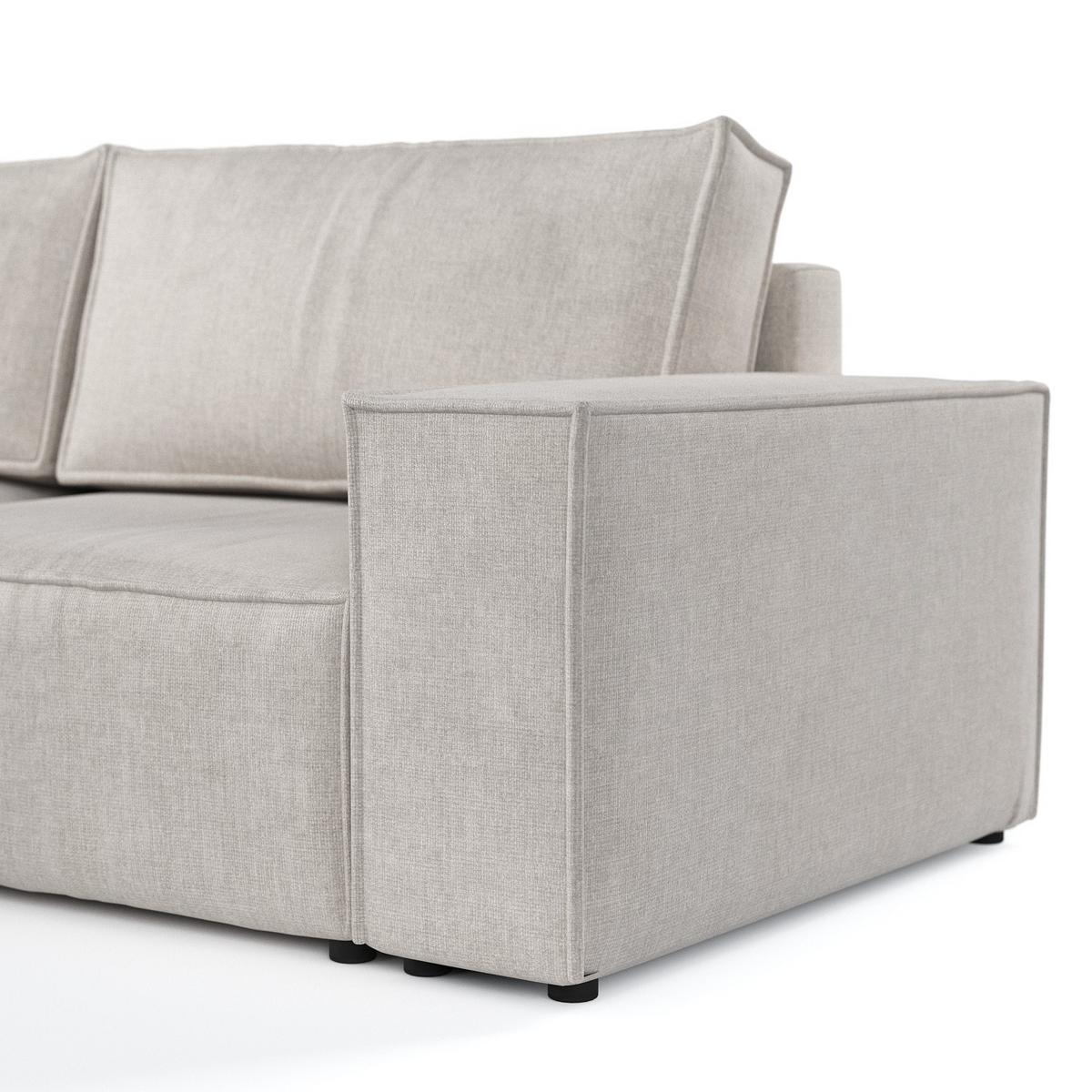 ECKSOFA CAVO mit Schlaffunktion Hellbeige im Wind Stoff - Beige/Schwarz, Holz/Holzwerkstoff (255/148cm) - AltaBeds