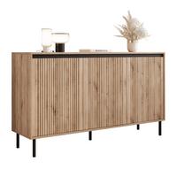 KOMMODE LIRA 149 cm, Evoke-Eiche - Eichefarben/Schwarz, Holzwerkstoff/Metall (149/85/40cm) - Idohome