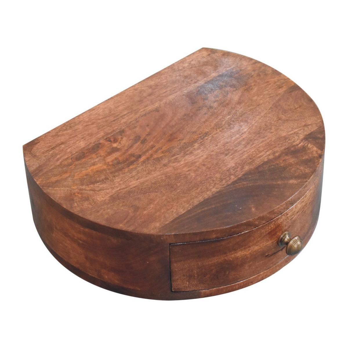 NACHTKASTEN Honigkaramell Wandmontiert Abgerundet, 1 Schublade, Dunkelbraun - Dunkelbraun/Messingfarben, Holz/Metall (40/11/31cm) - Artisan Furniture