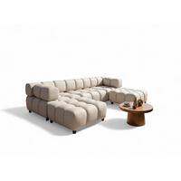 SOFA 3-sitzer Und 2-polsterhocker Flow - Creme, Holzwerkstoff/Textil (288/71/96cm) - Fun Möbel