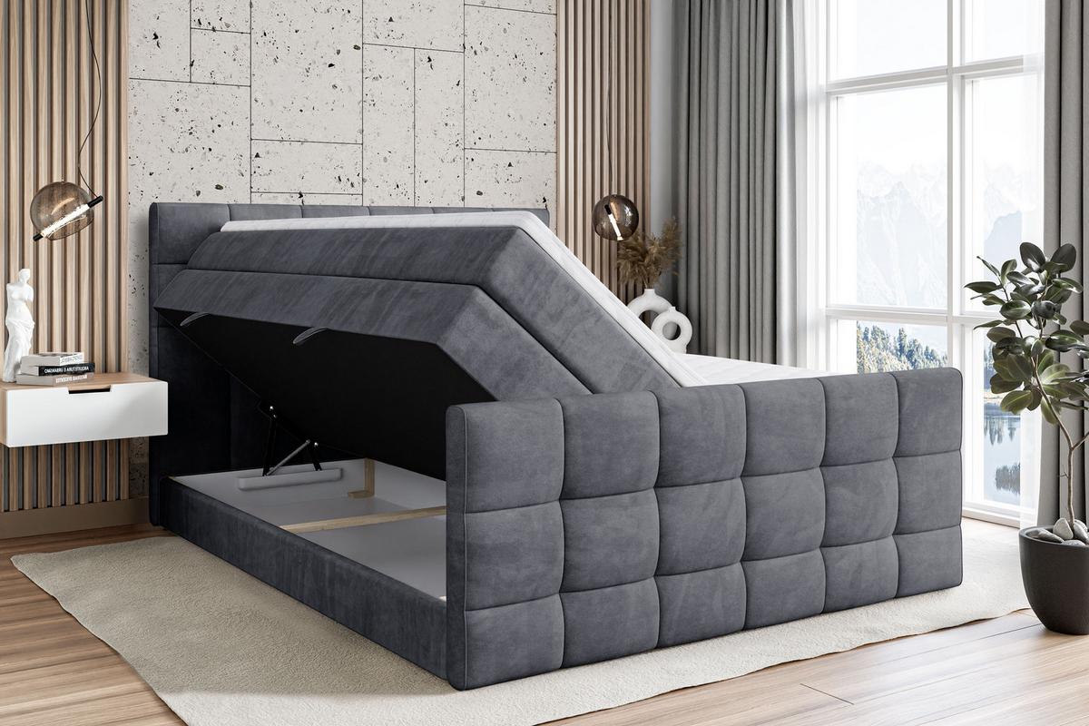 BOXSPRINGBETT APO-Z KING - 140 x 200 - H3/H4 - Dunkelgrau - Dunkelgrau, Holzwerkstoff (140/200cm) - ALTDECOR