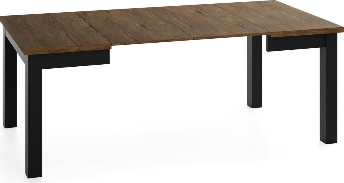 ESSTISCH Toren ausziehbar verlängerbar quadratisch, Eiche Braun Rustikal 100-200/100/76.5 cm - Alteiche/Schwarz, Holz/Holzwerkstoff (100/200/76.5cm) - WFL GROUP