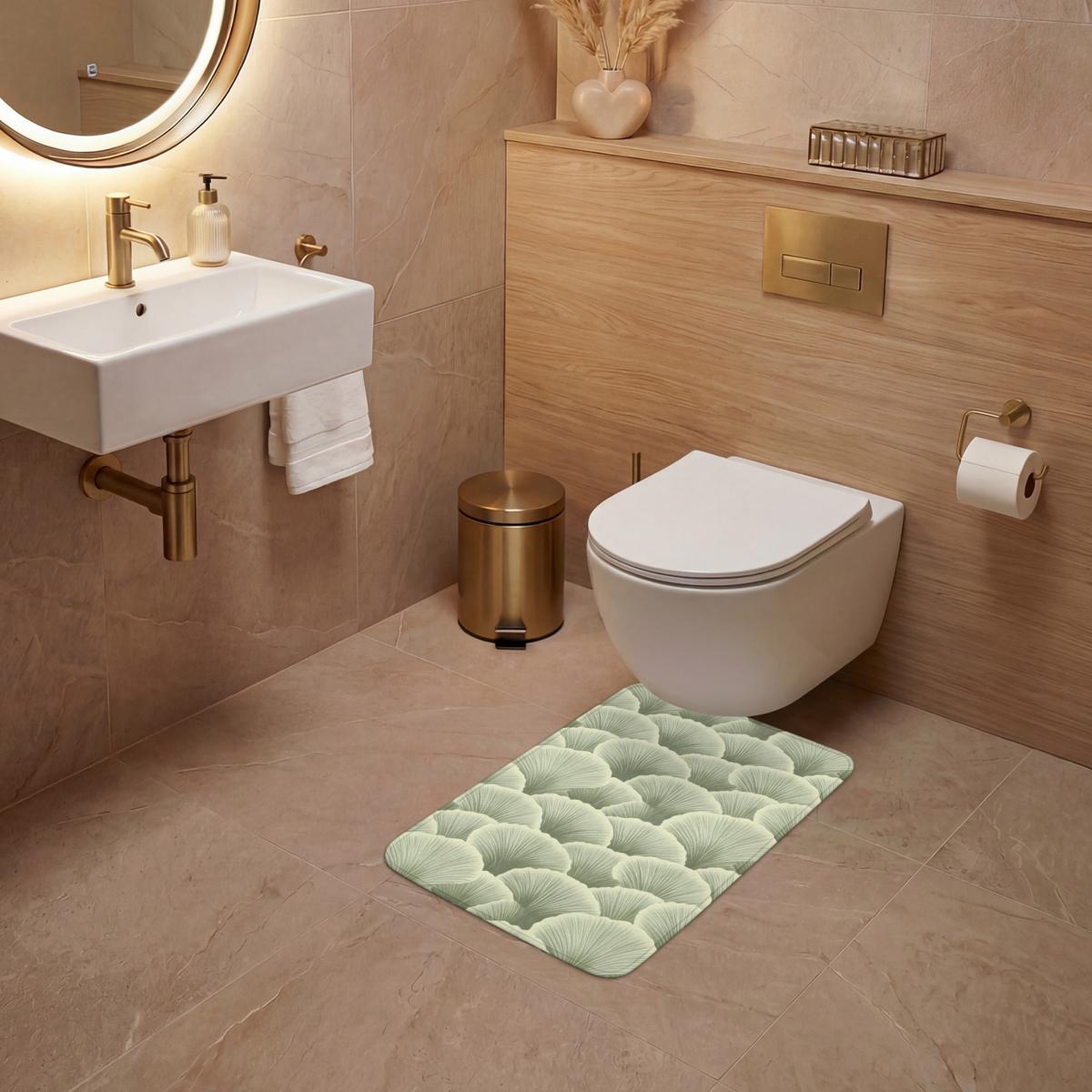 WC-VORLEGER Fächer - Blatt - Grün WC Teppich 40x60 cm - Pastellgrün, Textil (40/1cm) - OnlyWow