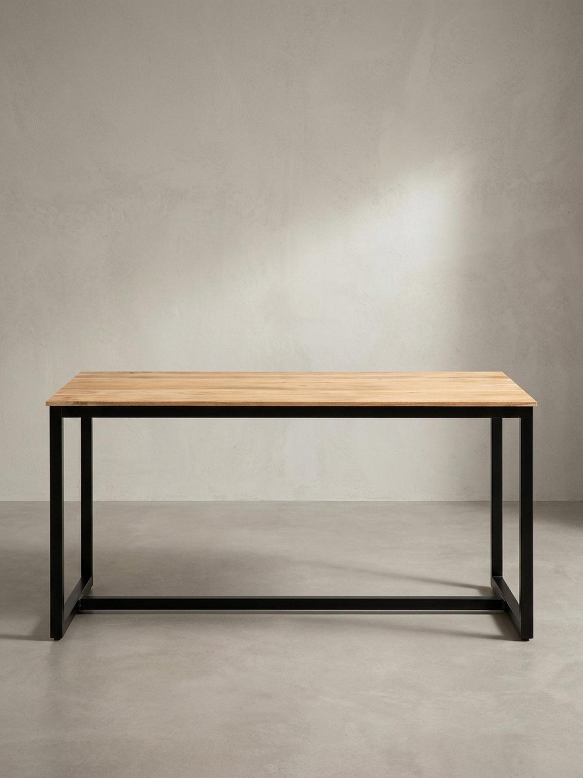 ESSTISCH Massivholz Metall Rechteckig Loft-Stil, Akazie 120x60x76 cm - Schwarz/Akaziefarben, Holz/Metall (60/120/76cm) - KADIMA DESIGN