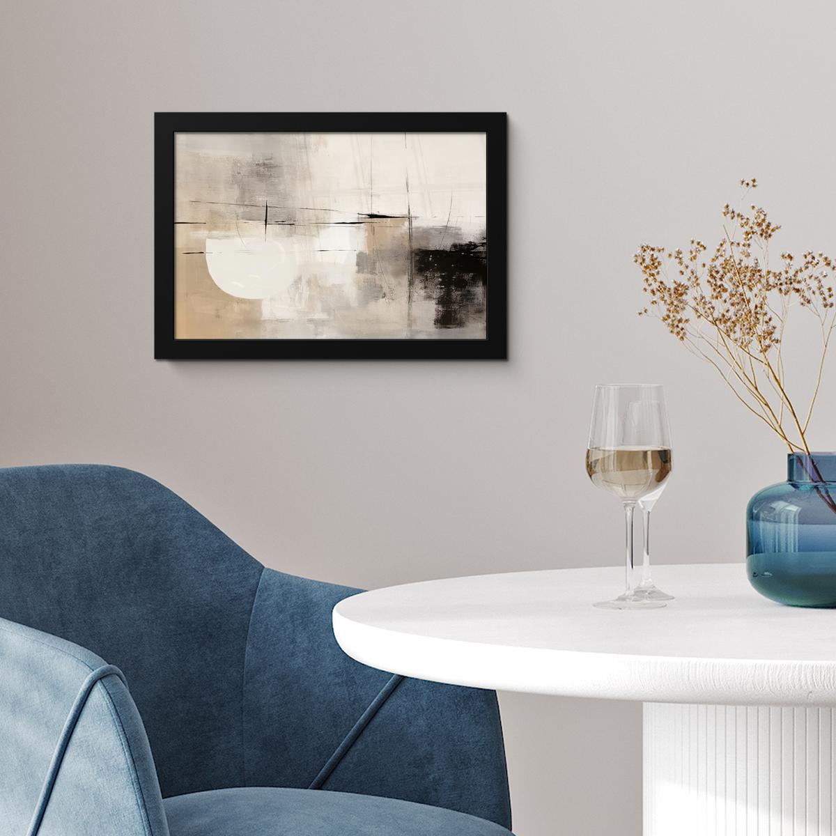 POSTER MIT RAHMENGERAHMTES BILD Abstrakt - Kunst - Grau 30x20 cm - Hellgrau, Papier (30/20cm) - MuchoWow