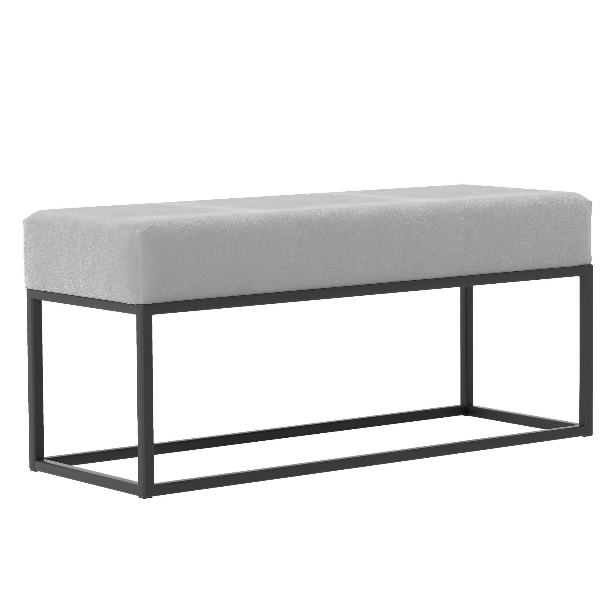 POLSTERBANK STELLA 90 cm Metallgestell, Schwarz / Grau - Grau, Textil/Metall (90/44/30cm) - Idohome
