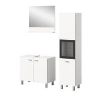 BADMÖBEL-SET weiß 3-teilig 100 cm, Kombination hängend oder stehend - Weiß, Glas/Holzwerkstoff (102/186/33cm) - Inn.Furn