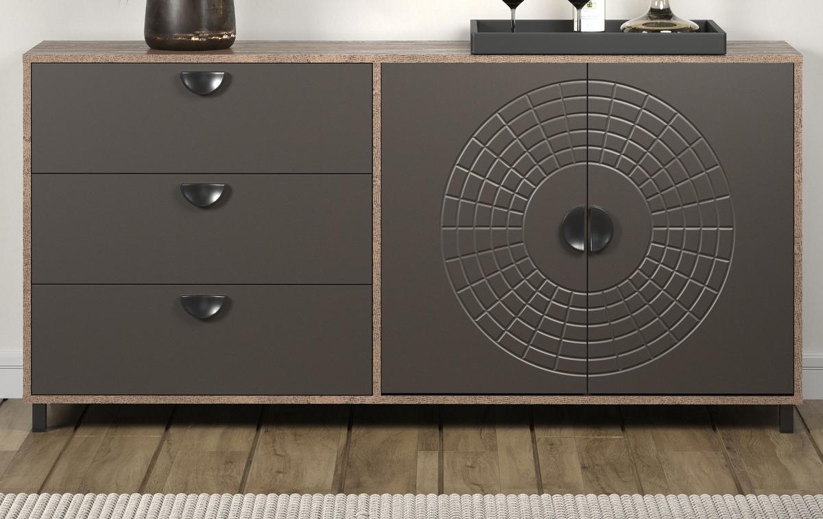 SIDEBOARD Bronze und Rostoptik 176 cm, Kommode mit Soft-Close - Rostfarben/Schwarz, Holzwerkstoff/Metall (176/86/42cm) - Top.Furn