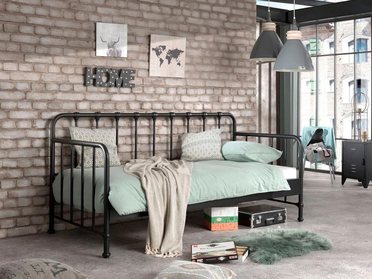 METALLBETT Kay 97x110x206 aus Metall in Schwarz matt - Schwarz, Metall (90/200cm) - 58aufmkessel