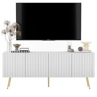 TV-SCHRANK Elpis Weiß Matt mit goldenen Metallbeine Glamour 150 cm - Goldfarben/Weiß, Holzwerkstoff/Metall (150/60.5/36.5cm) - Meble Lindner