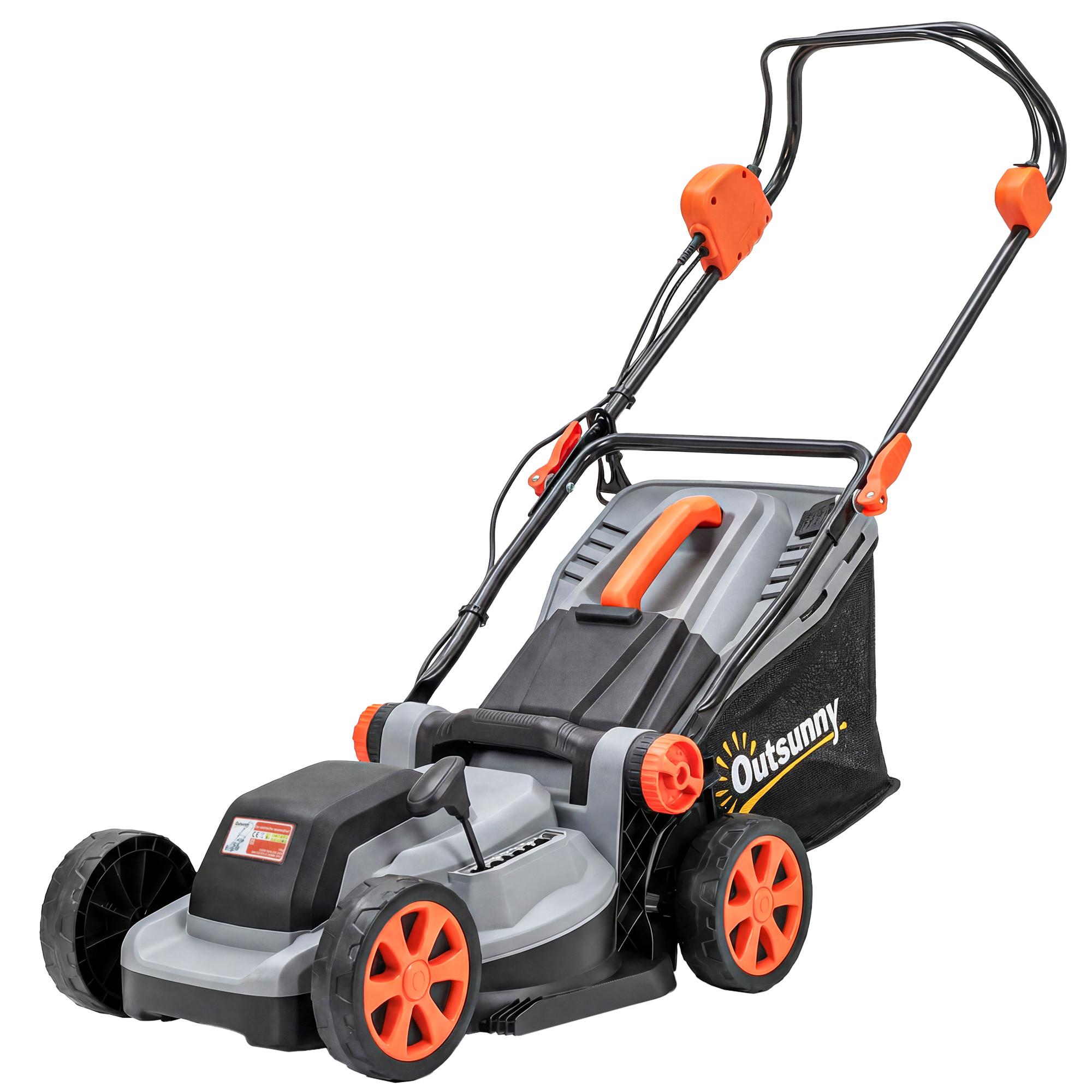 ELEKTRO-RASENMÄHER 35l Fangkorb Hellgrau, Orange - Hellgrau, Metall (40/96/113cm) - Outsunny