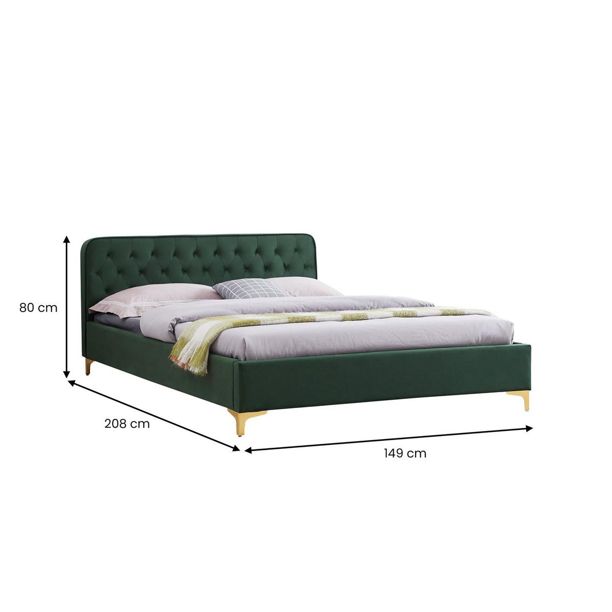 POLSTERBETT GLAMOUR 140x200 cm grün - Grün, Textil (140/200cm) - CARO-Möbel