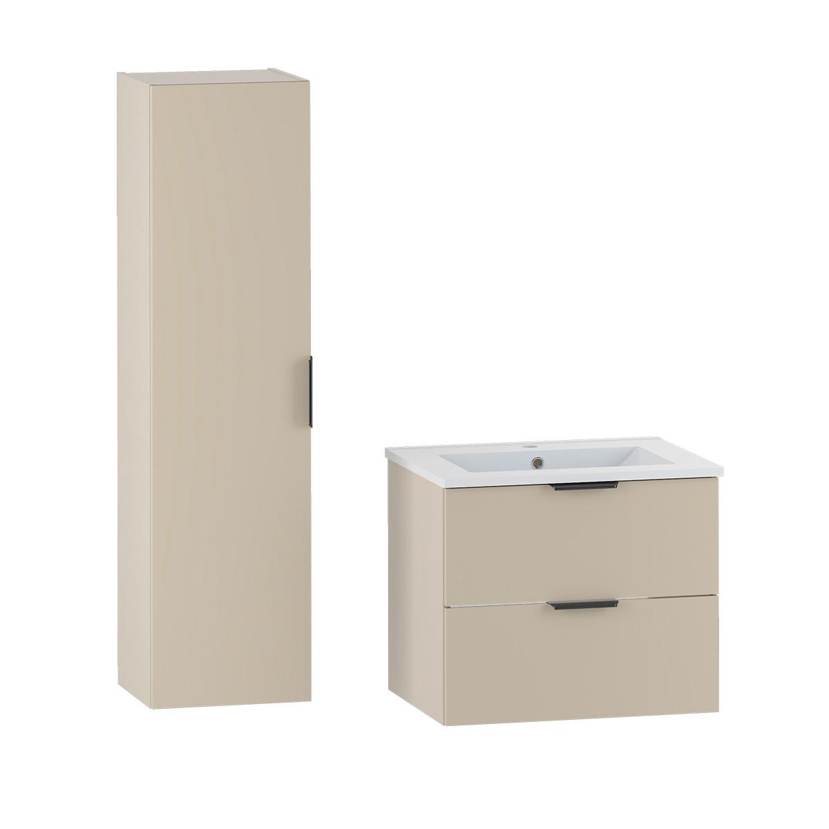 BADMÖBEL 60cm Astrid 2er-Set Kaschmir - Beige, Holzwerkstoff (60/50/45.8cm) - Petits-meubles