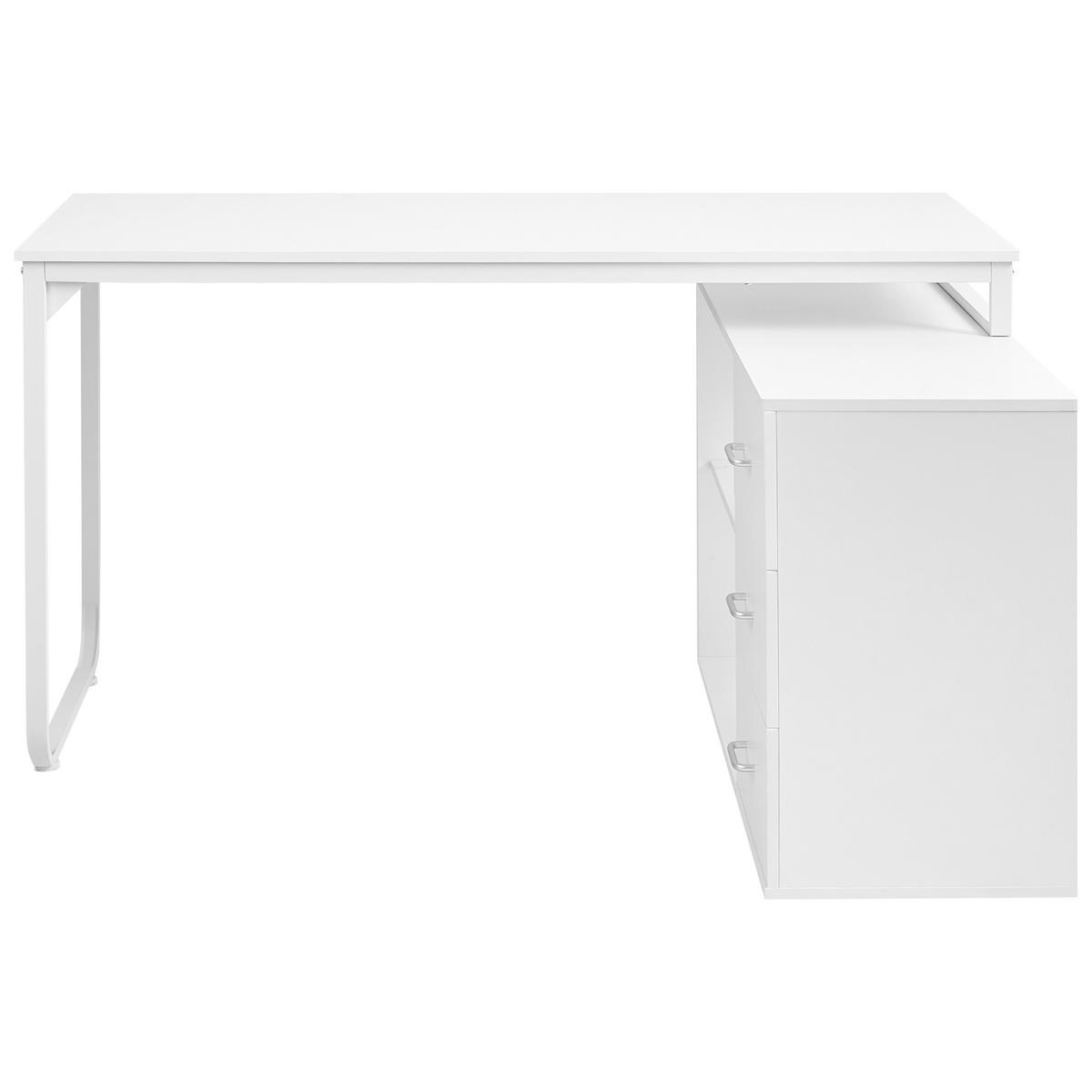 ECKSCHREIBTISCH Weiß 140/100 cm Sogne - Weiß, Holzwerkstoff (100/140/75cm) - Beliani