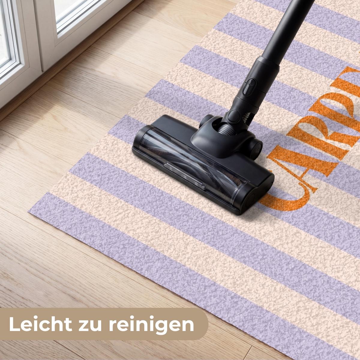 FUSSMATTE Lila – Orange – Streifen – Carpe Diem 120x80 cm - Flieder, Kunststoff (120/0.4cm) - MuchoWow