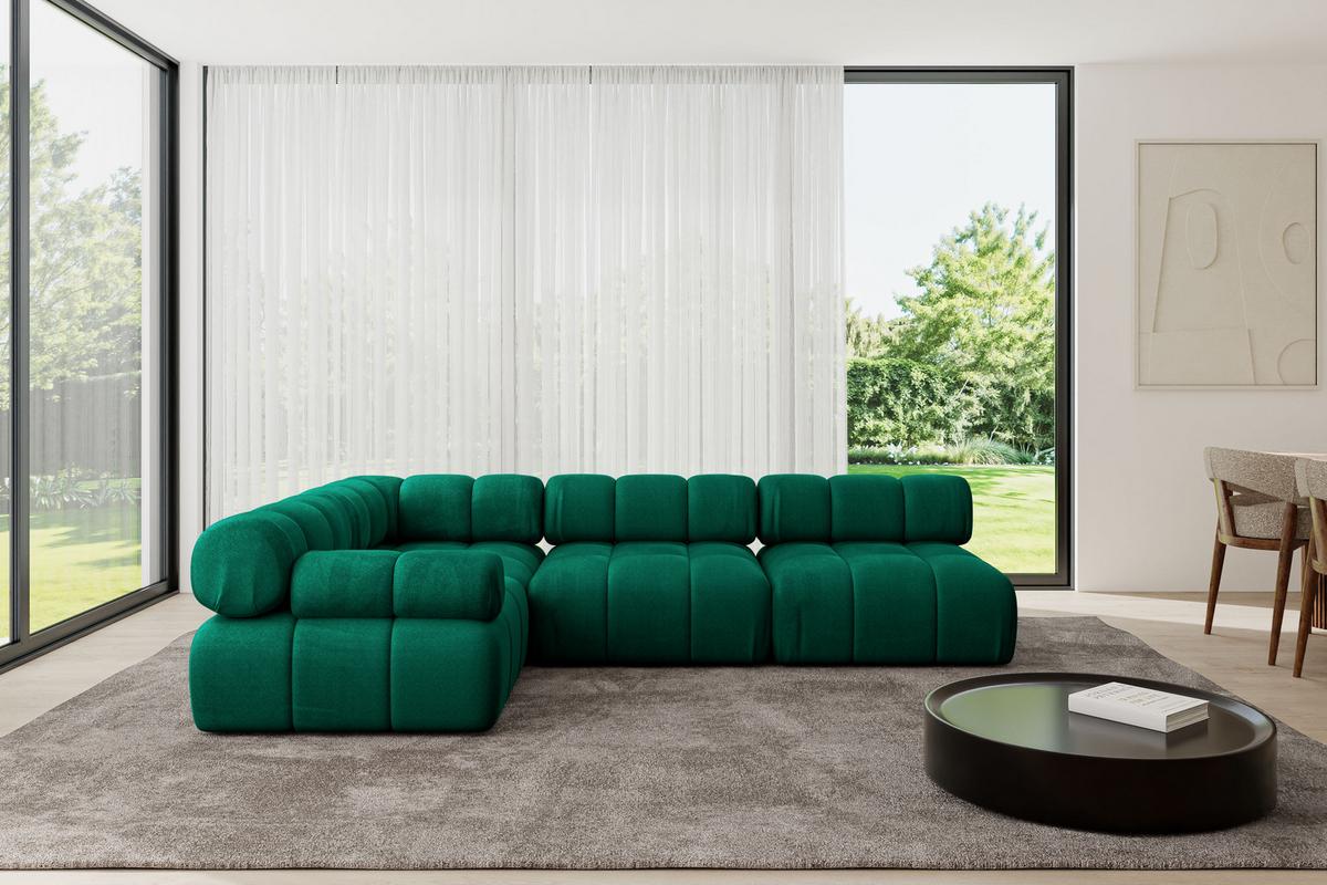 ECKSOFA modulares Sofa Mende-L2 - 285x190x70 cm Dunkelgrün Velours - Dunkelgrün, Holzwerkstoff/Textil (285/190cm) - ALTDECOR