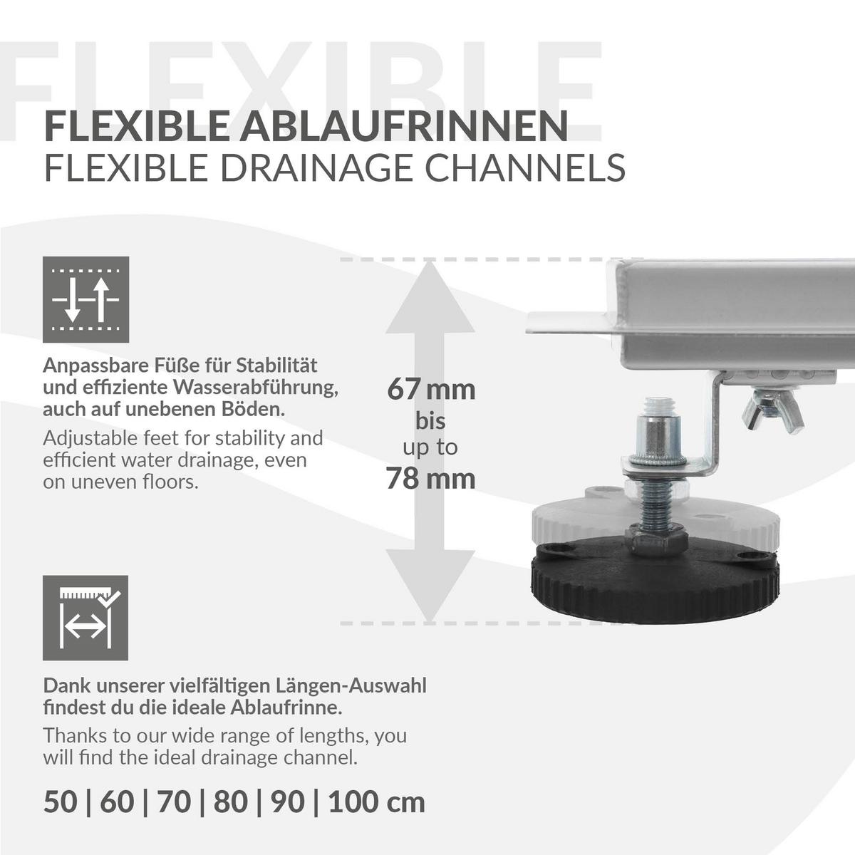 DUSCHRINNE 50cm - Silberfarben, Metall (13.9/7.8/54cm) - LuxeBath
