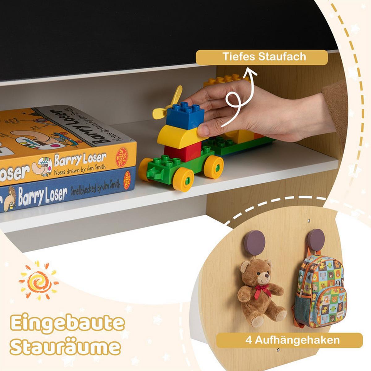 KINDERTISCH mit stuhl natur(2-tlg) - Naturfarben, Holzwerkstoff (59.5/60/60cm) - COSTWAY