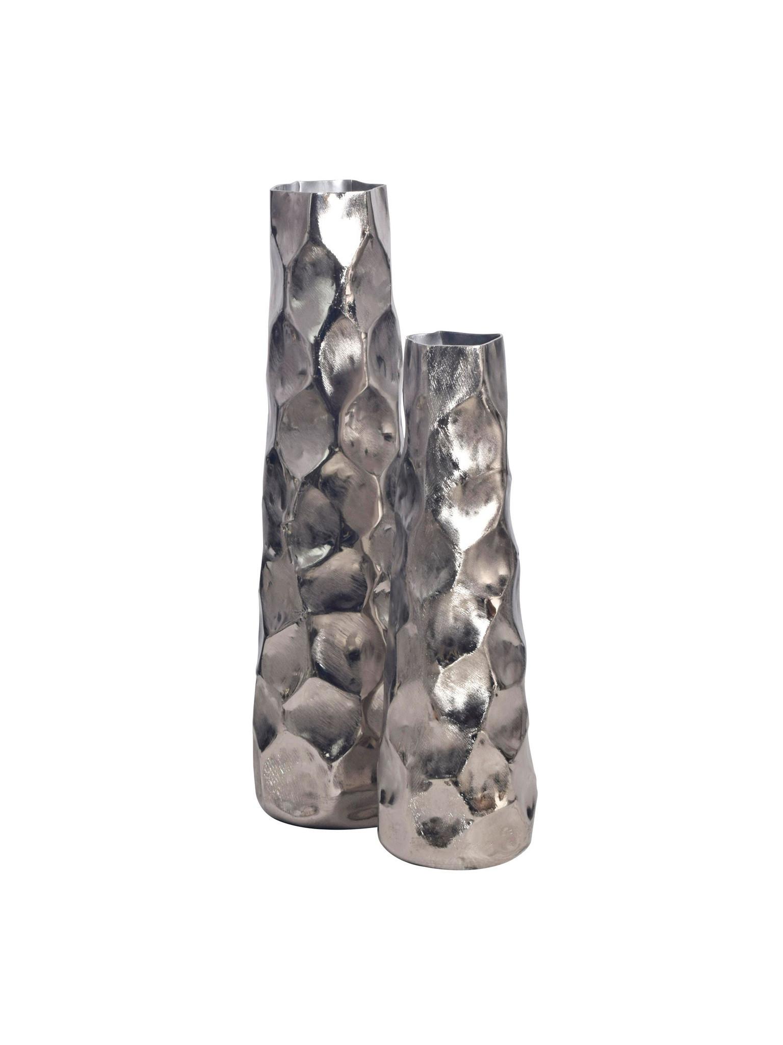 VASEN 2er-Set CASTELSARDO, Aluminium, Silber, Ø 15 x 48,5 cm - Silberfarben, Metall (48.5cm) - KADIMA DESIGN