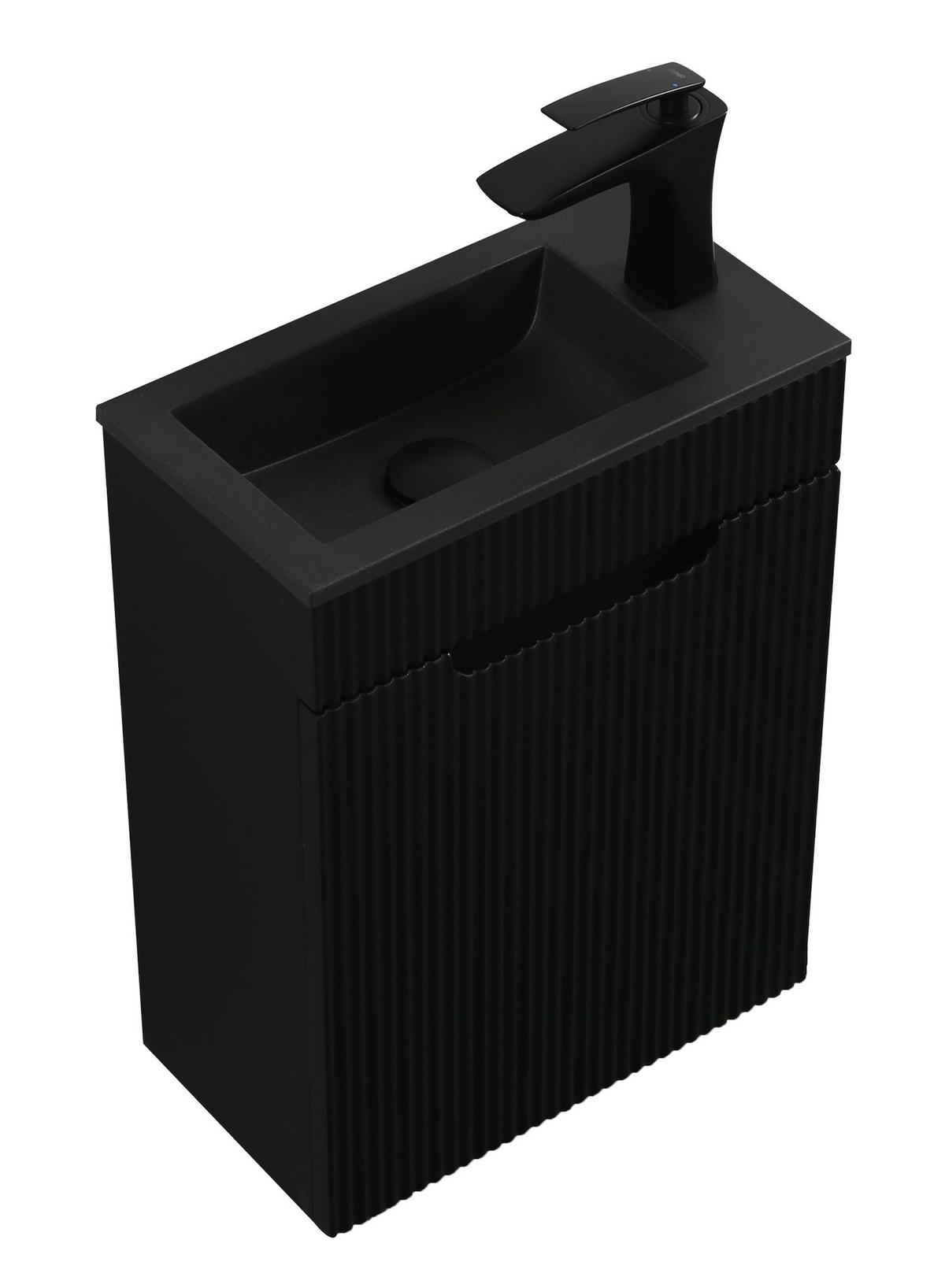 GÄSTE-WC-MÖBELSET Thermis 2 Teile Schwarz Matt - Schwarzes Waschbecken - 40 x 22 x 53 cm - Schwarz, Holz (40/53/22cm) - Badplaats