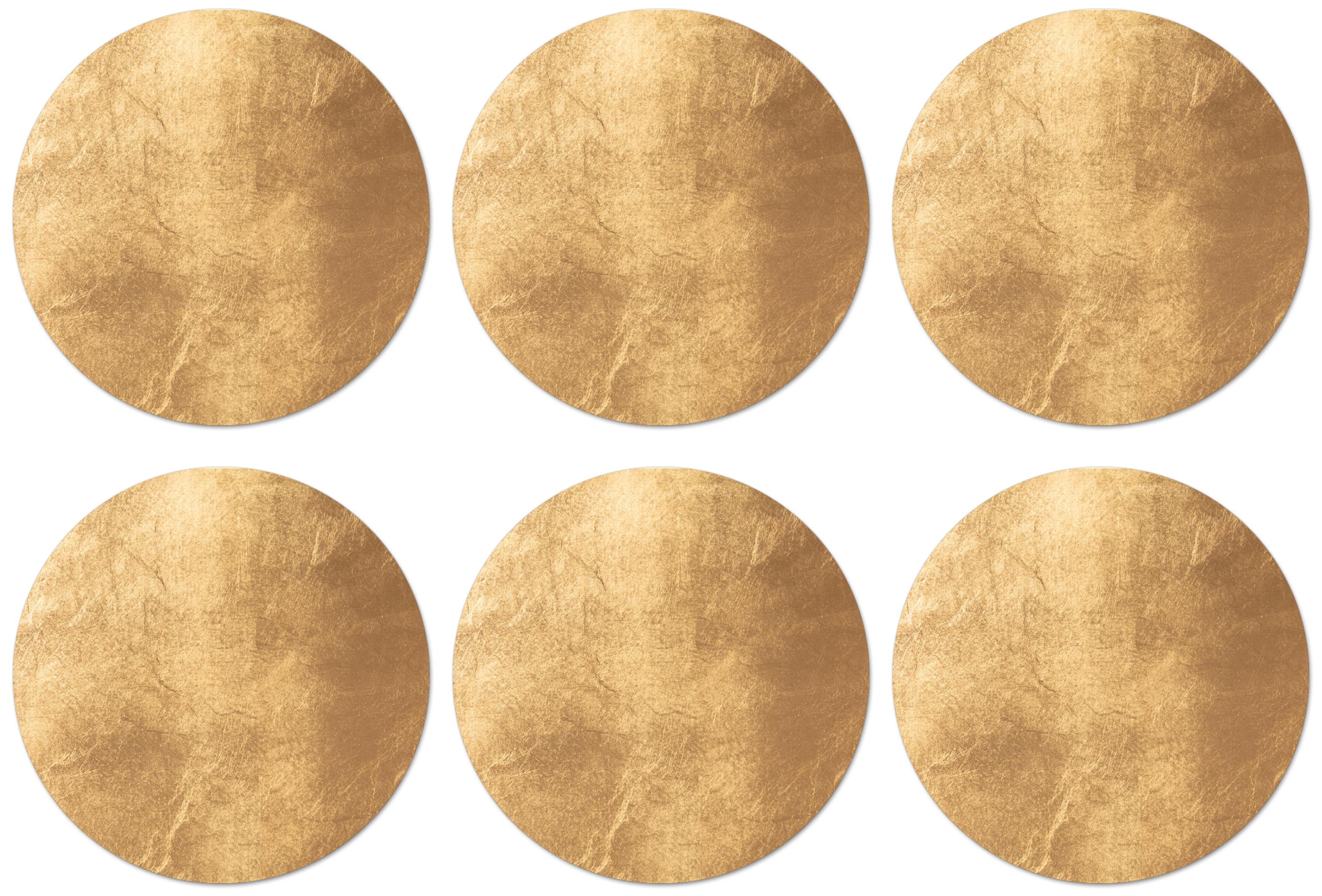 GLASUNTERSETZER Licht fällt auf eine goldene Wand Getränkeuntersetzer 10x10 cm - Goldfarben, Naturmaterialien (10/0.2cm) - MuchoWow