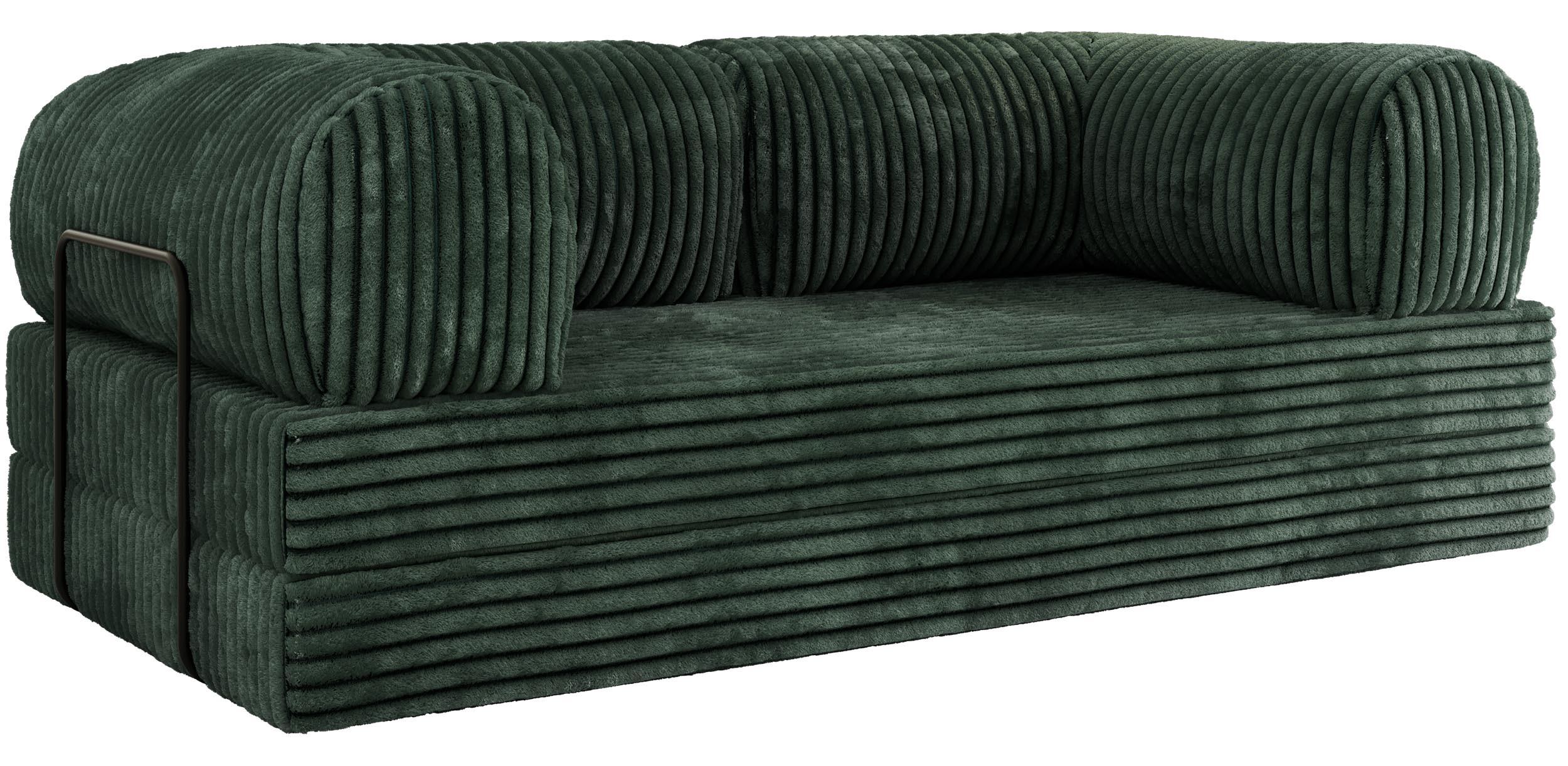 3-SITZER SOFA ORSETTO - Dunkelgrün Cord - Dunkelgrün/Schwarz, Textil/Metall (200/70/100cm) - MKS