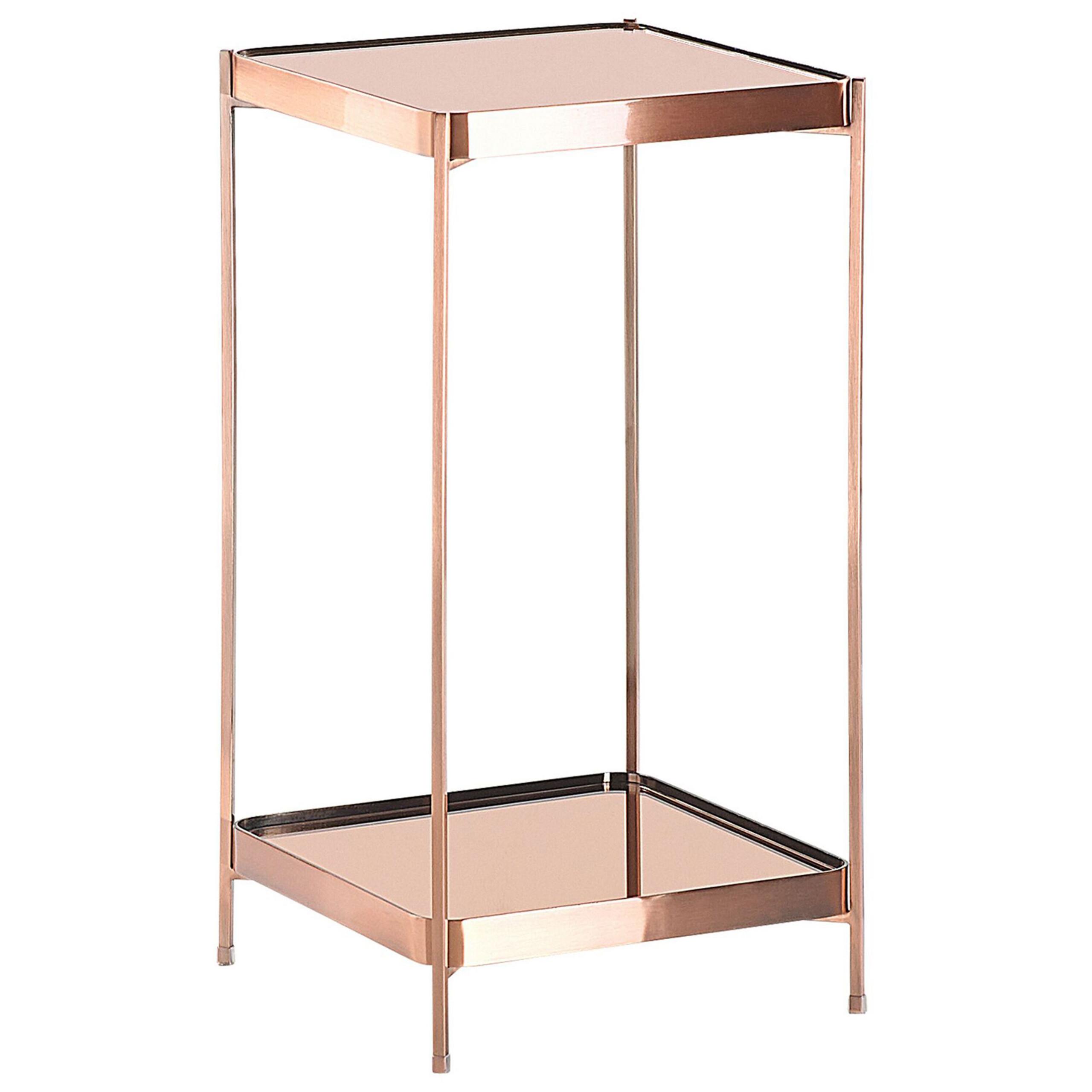 BEISTELLTISCH Glas Kupfer quadratisch 29/29 cm Alsea - Kupferfarben, Metall (29/29/60cm) - Beliani