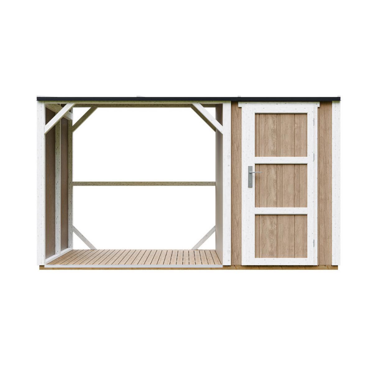 BRENNHOLZLAGER mit geschlossenem Stauraum 4,14 m² M985-TERRA BROWN - Braun, Holz (120/220/345cm) - Timbela