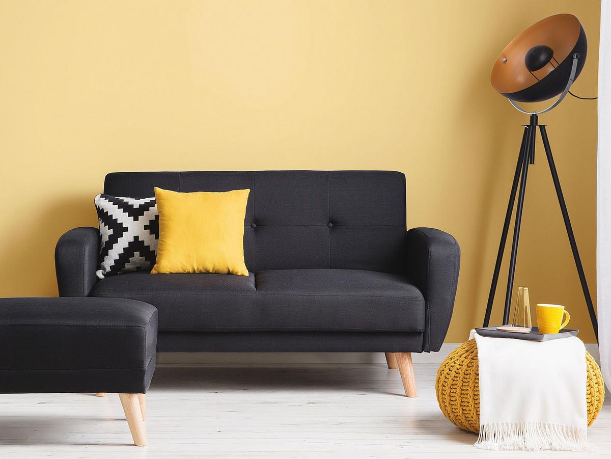 2-SITZER-SCHLAFSOFA Polyester Schwarz Florli - Schwarz, Textil (155/82/85cm) - Beliani