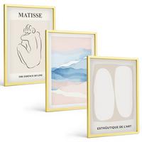 BILDER SET 3er Set - 40x60 cm Goldrahmen - Matisses abstrakte Formen - Goldfarben, Kunststoff (40/60cm) - TULUP