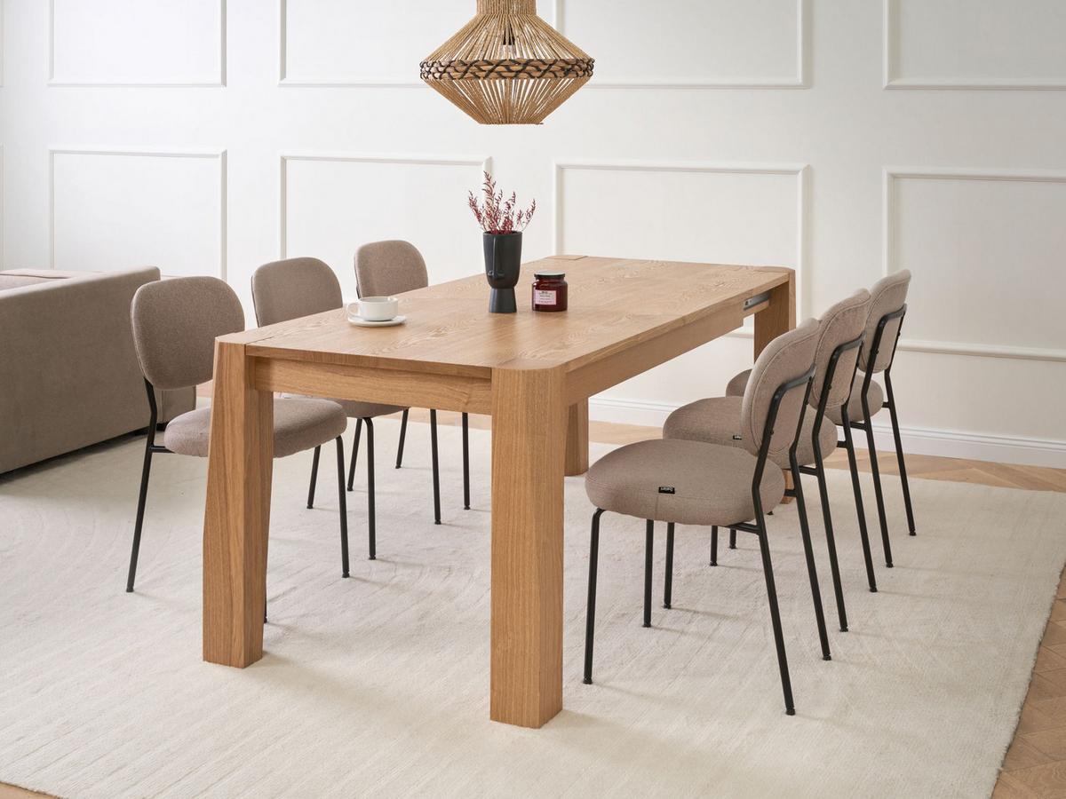 ESSTISCH ausziehbar Helle Esche 160-200/90 cm Mission - Braun, Holzwerkstoff (160/90/78cm) - Beliani