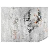 FOTOTAPETE für Schlafzimmer Frau Porträt Blume Beton Abstraktion 400x280 - Blau/Orange, Papier (400/280cm) - Muralo
