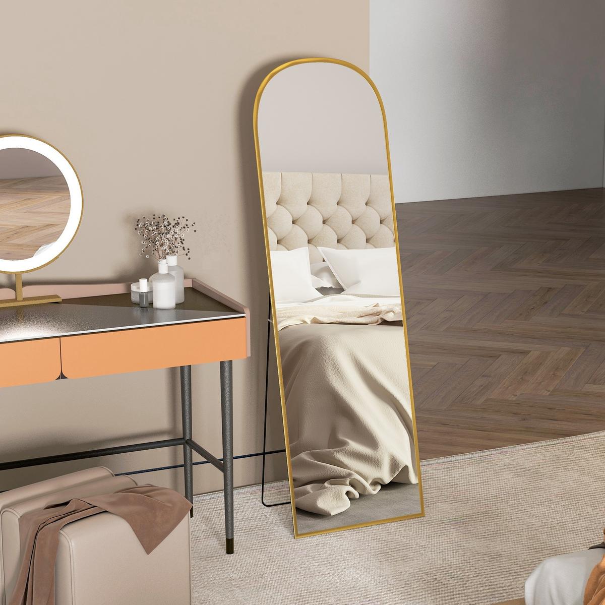 GANZKÖRPERSPIEGEL Aluminiumlegierung Hartglas Gold - Goldfarben, Metall (1.5/170/50cm) - HOMCOM