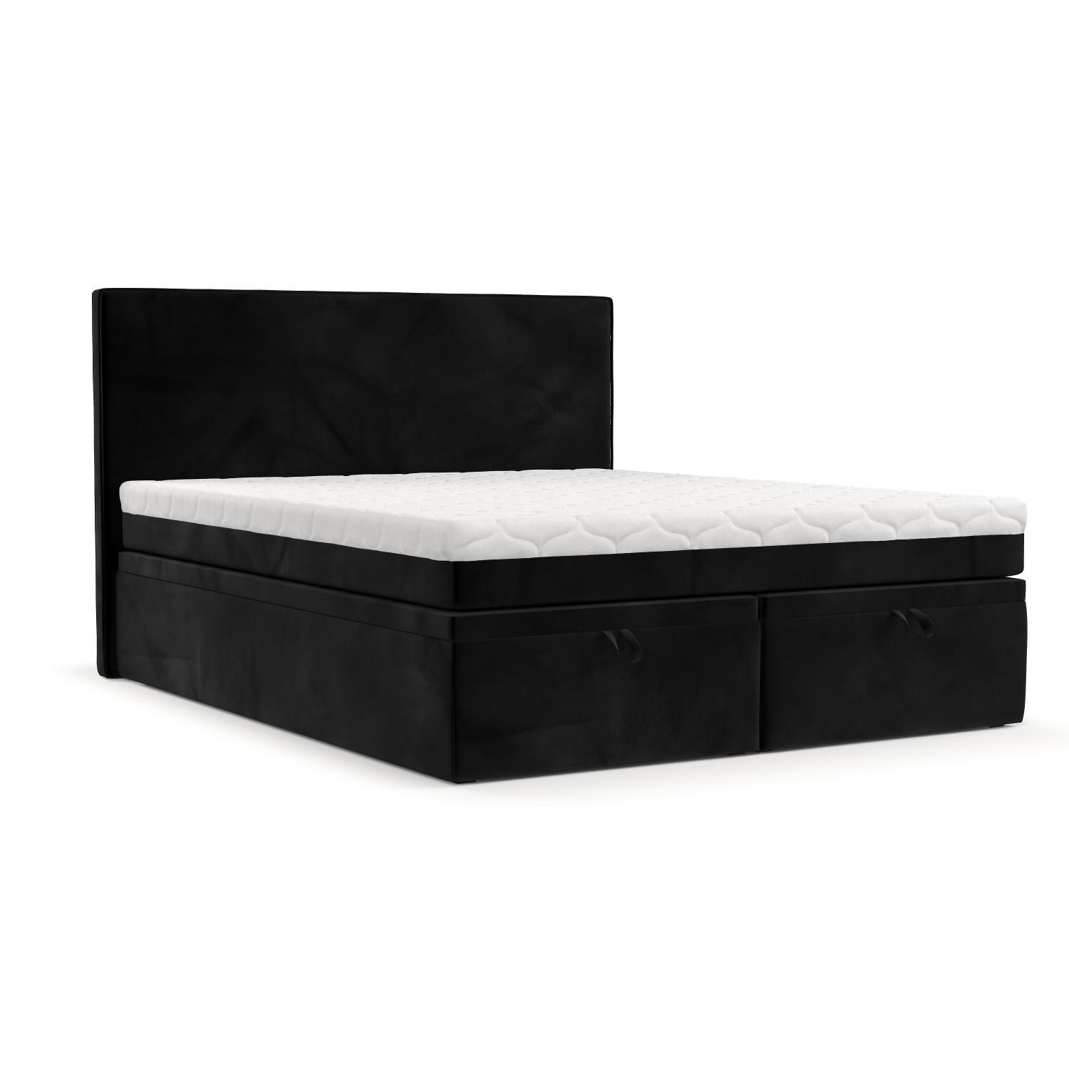 BOXBETT Zalla 160/200 cm Schwarz im Kronos Stoff - Schwarz, Holz/Holzwerkstoff (160/200cm) - AltaBeds