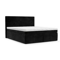 BOXBETT Zalla 200/200 cm Schwarz im Kronos Stoff - Schwarz, Holz/Holzwerkstoff (200/200cm) - AltaBeds