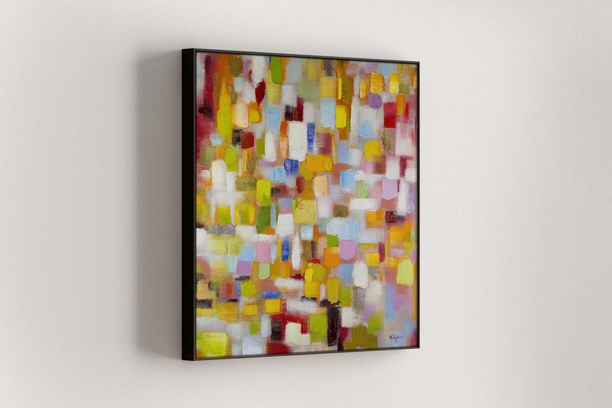 ACRYLBILD HANDGEMALT 80/80 cm - Gelb/Multicolor, Holz/Textil (80/80cm) - KUNSTLOFT
