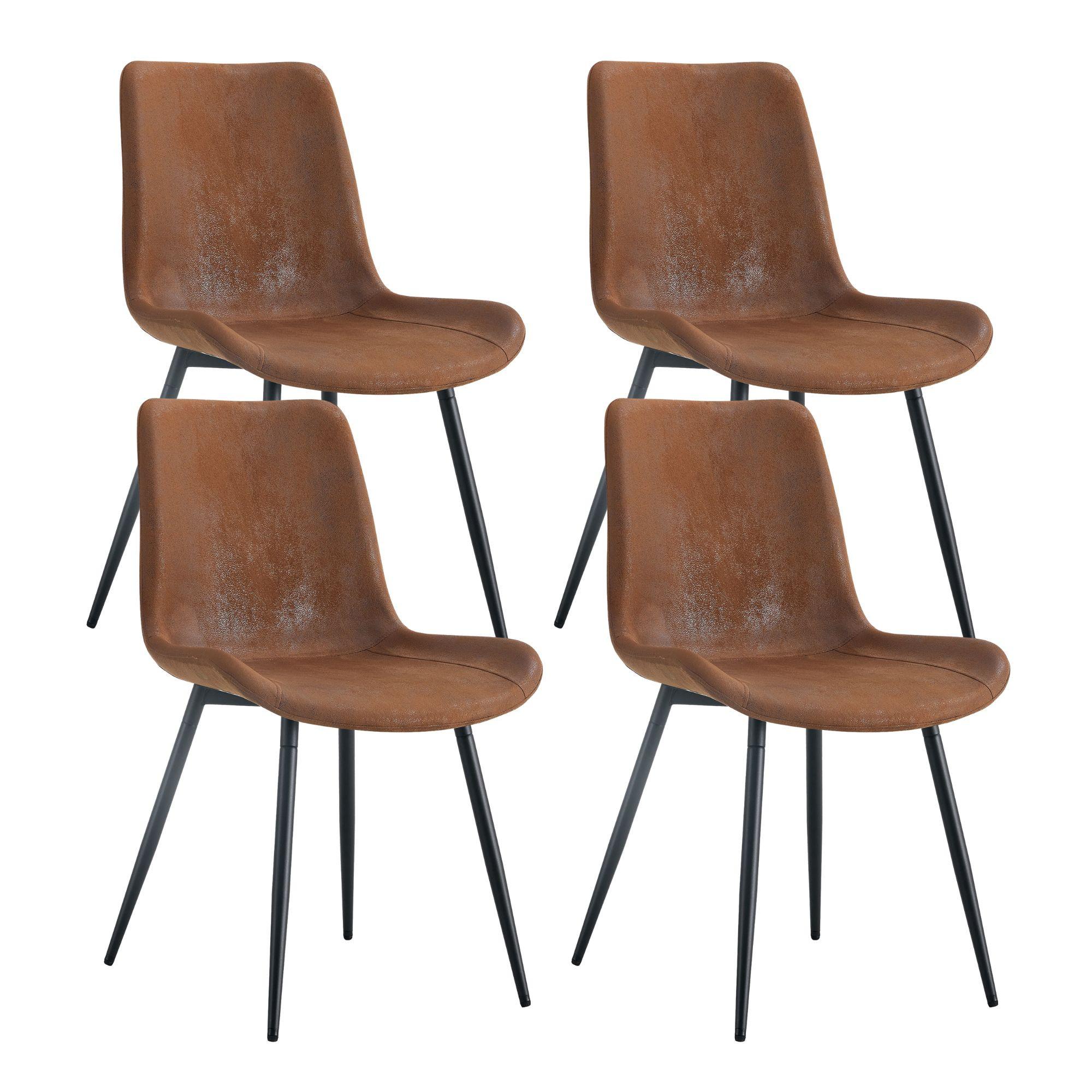 ESSZIMMERSTUHL 4er set stoff tech gepolstert metallbeine ergonomisch - Braun, Textil (50/83/47cm) - Urban Meuble