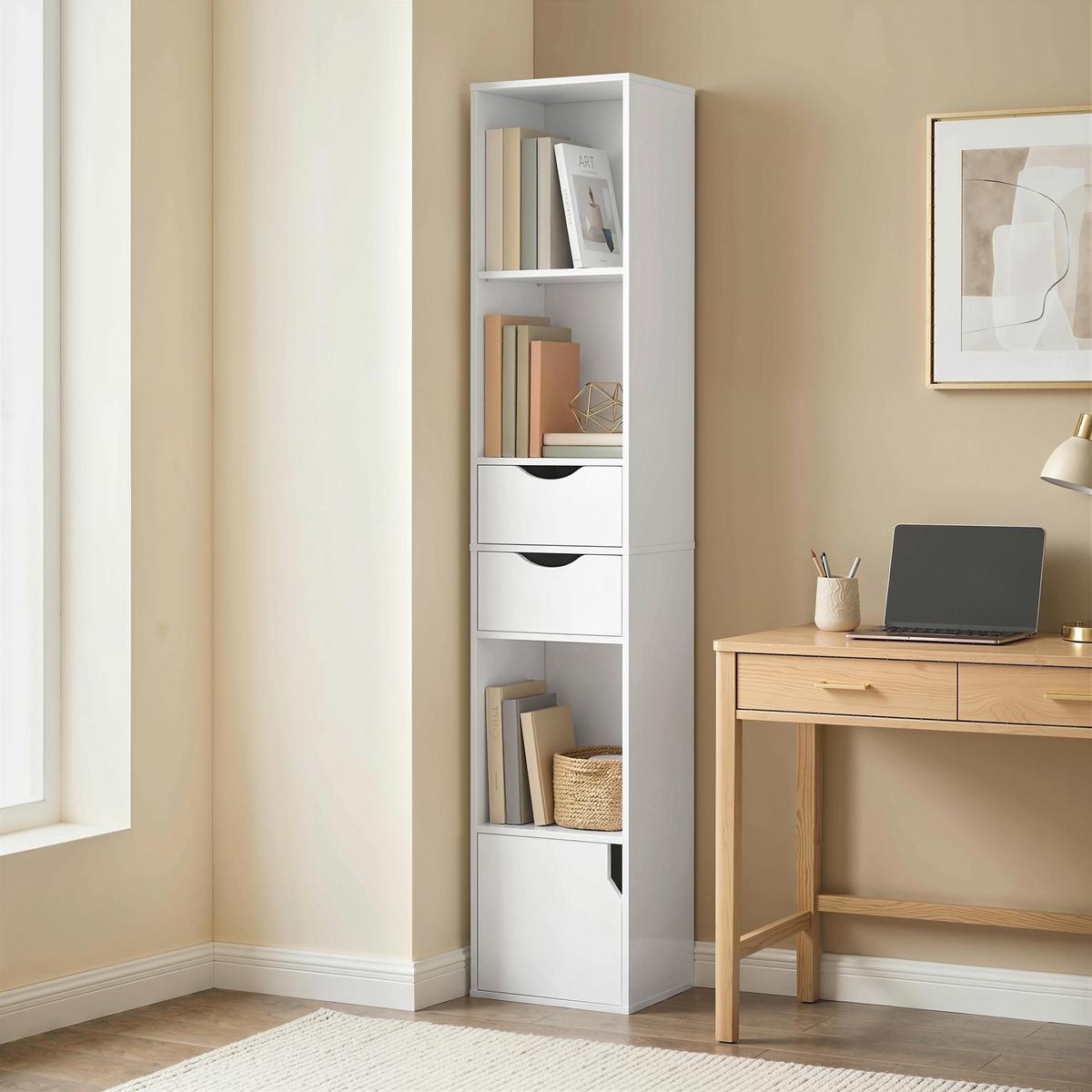 BÜCHERREGAL Spanplatte MDF Weiß - Weiß, Holzwerkstoff (24/158/30cm) - HOMCOM