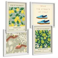 BILDER SET 4er Set - 50x50 cm & 40x60 cm Weißer Rahmen - Italienische Poster mit Fruchtmotiven - Weiß, Kunststoff (50/50cm) - TULUP