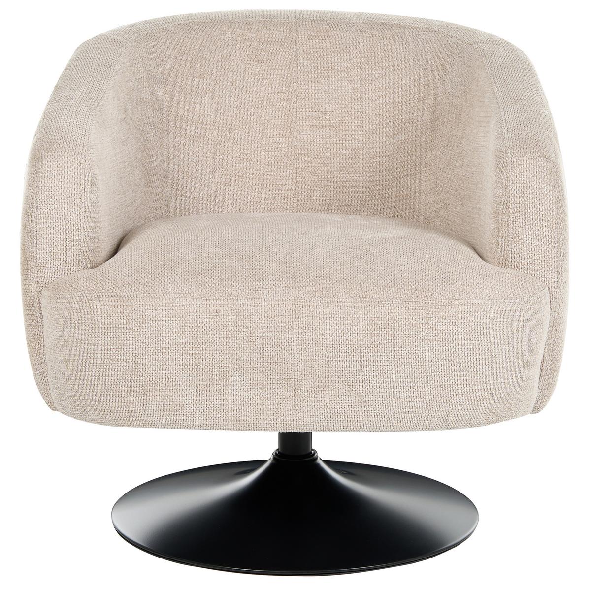 DREHSESSEL Stoff Hellbeige Norager - Beige/Schwarz, Textil/Metall (73/72/81cm) - Beliani
