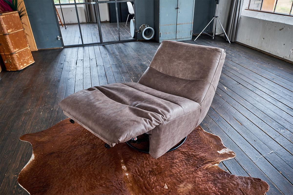 SESSEL ELEKTRISCH VERSTELLBAR CINE Taupe Leder Relaxfunktion - Taupe/Schwarz, Leder/Metall (87/93/106cm) - KAWOLA