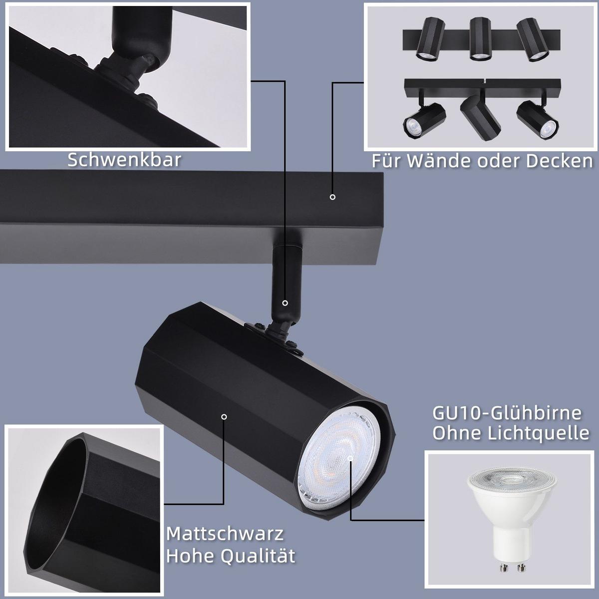 DECKENSTRAHLER Gerhard 10.5/5.9/39cm - Schwarz, Metall (10.5/5.9/39cm) - ZMH