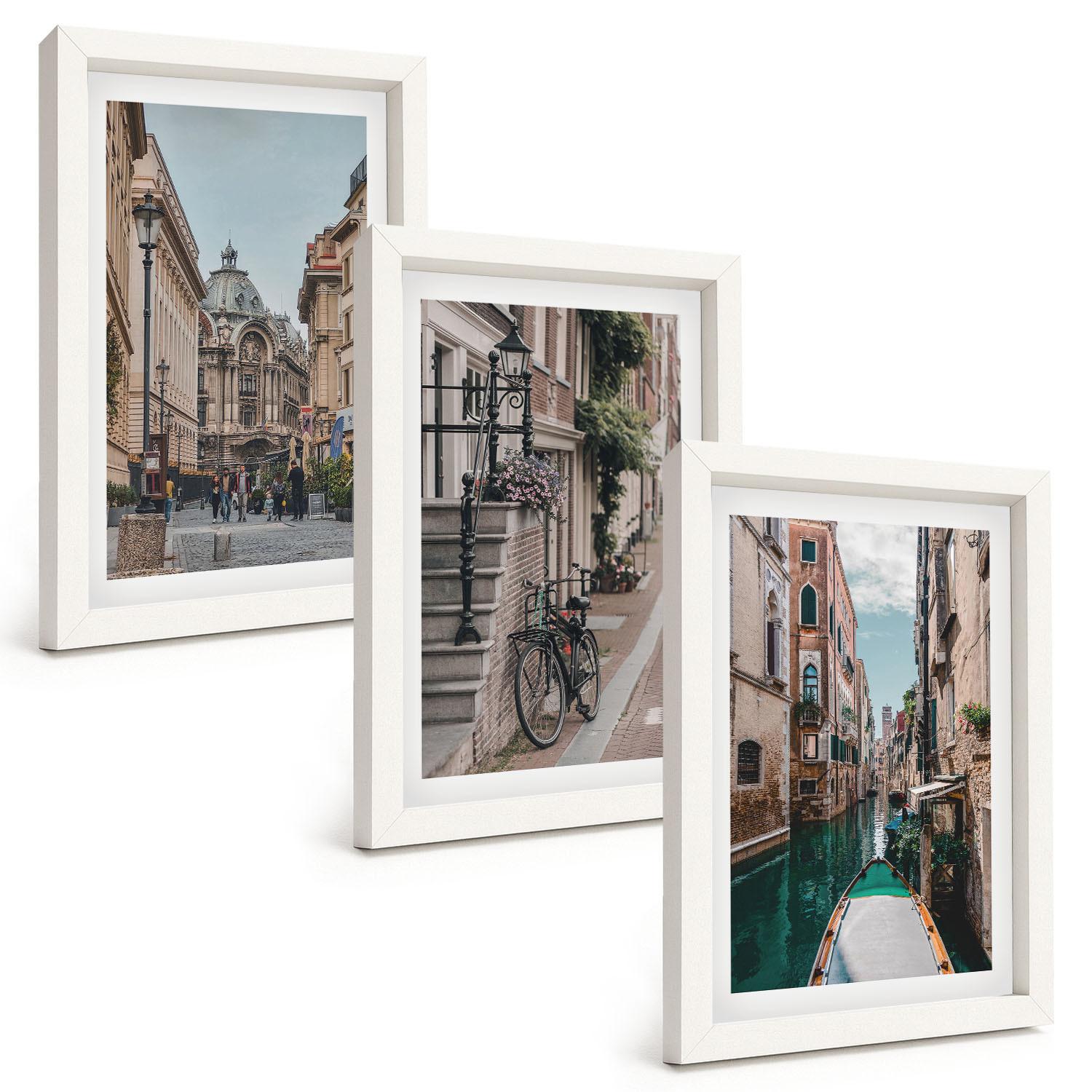 BILDER SET 3er Set - 20x30 cm Weißer Rahmen - Venedigs Wasserstraßen - Weiß, Kunststoff (20/30cm) - TULUP