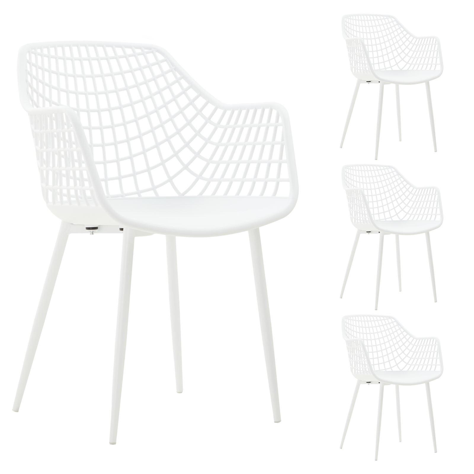 GARTENSTUHL LUCIA 4er-Set weiß/weiß - Weiß, Textil (58/85/55cm) - IDIMEX