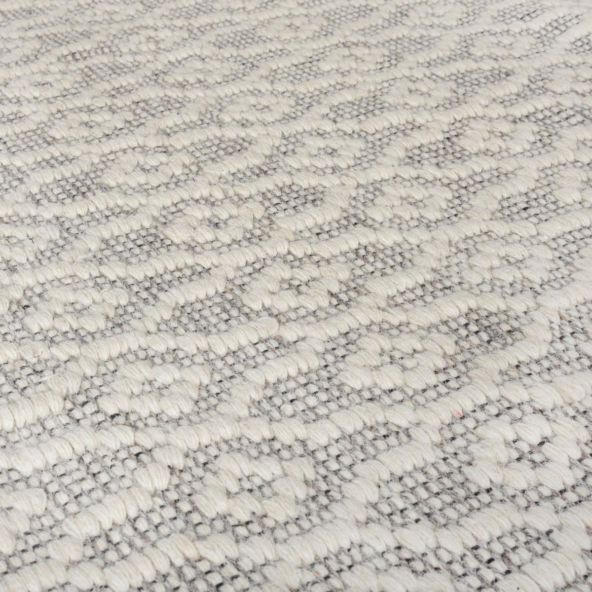 WOLLTEPPICH handgewebt ROTHER, mit Diamant Muster, Hellgrau, 80 x 150 cm - Grau, Textil (150/80cm) - KADIMA DESIGN
